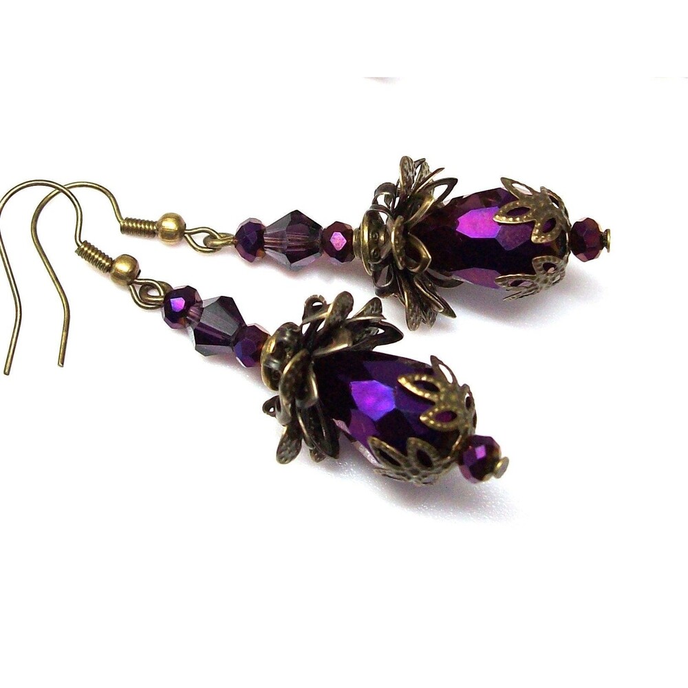 Art Nouveau Jewelry Set Vintage Style, Earrings & Matching Necklace, Antique Bro